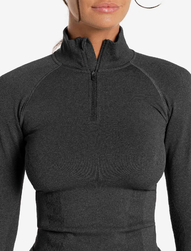 Core Seamless 1/4 Zip - Black Marl