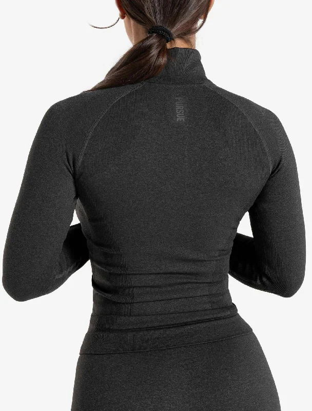 Core Seamless 1/4 Zip - Black Marl