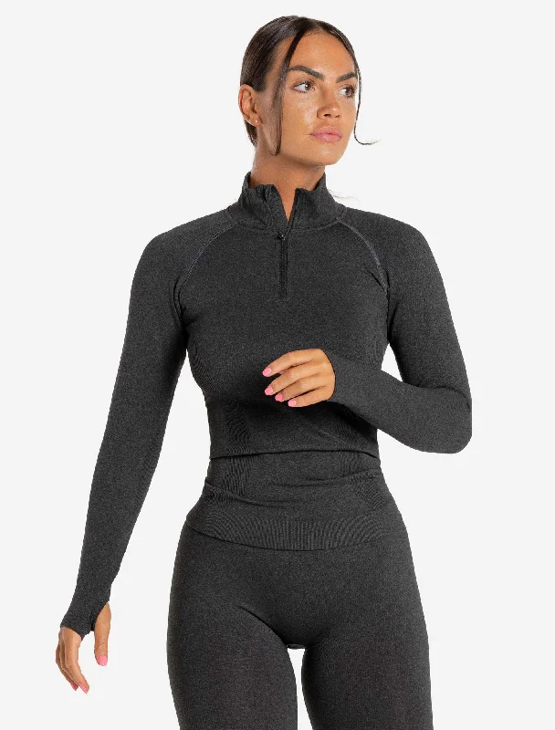 Core Seamless 1/4 Zip - Black Marl