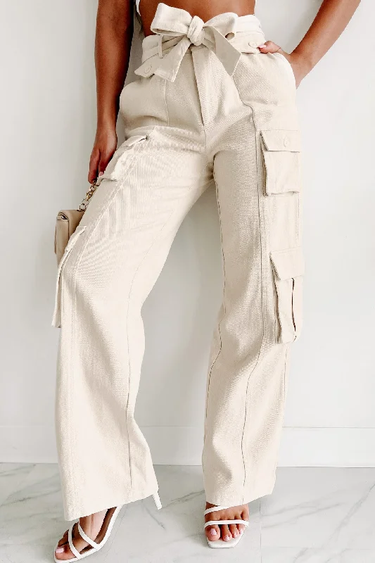 Countryside Retreat High Waisted Cargo Pants (Cream)