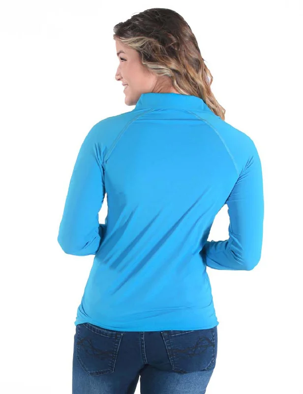 Cowgirl Tuff Womens Cooling UPF Aqua Nylon L/S Shirt