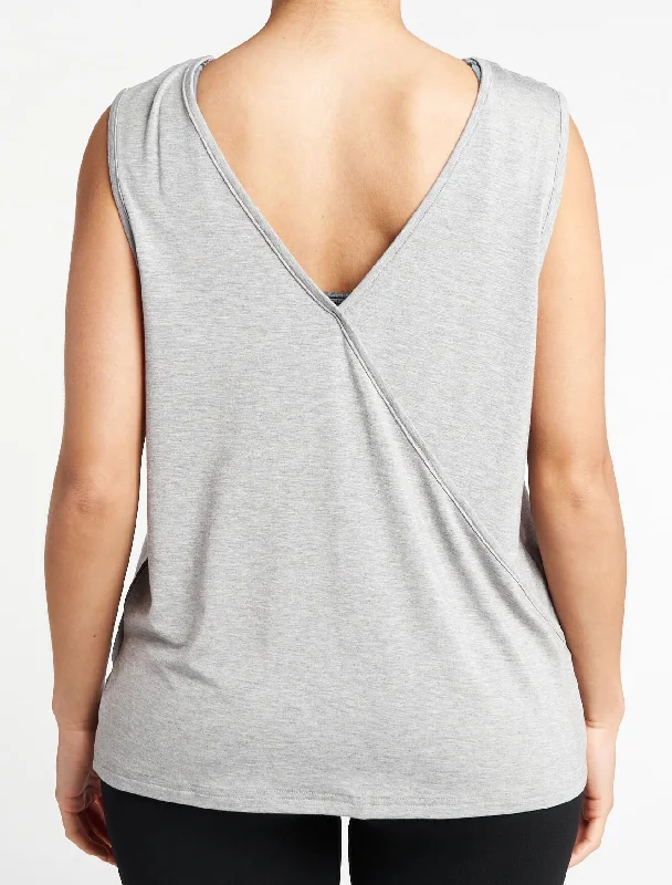 Crossover Tank Top - Grey Marl