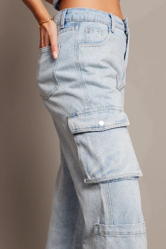 Denim Cargo Jean High Rise