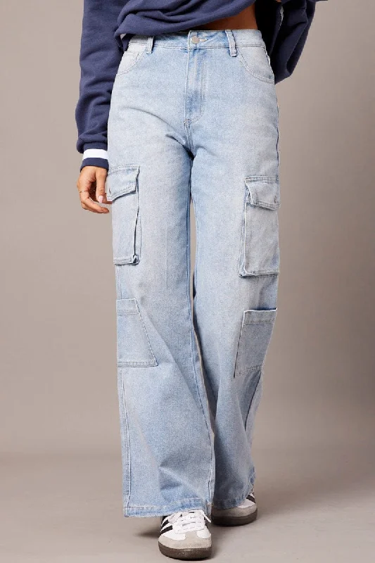 Denim Cargo Jean Mid Rise