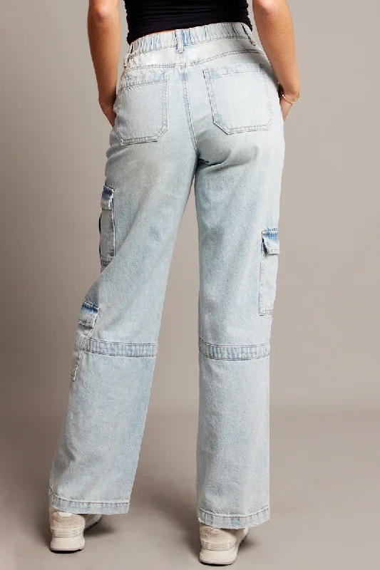 Denim Cargo Jean Mid Rise