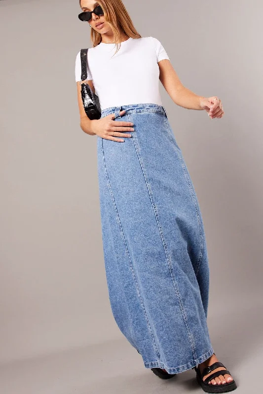 Denim Maxi Skirt High Rise