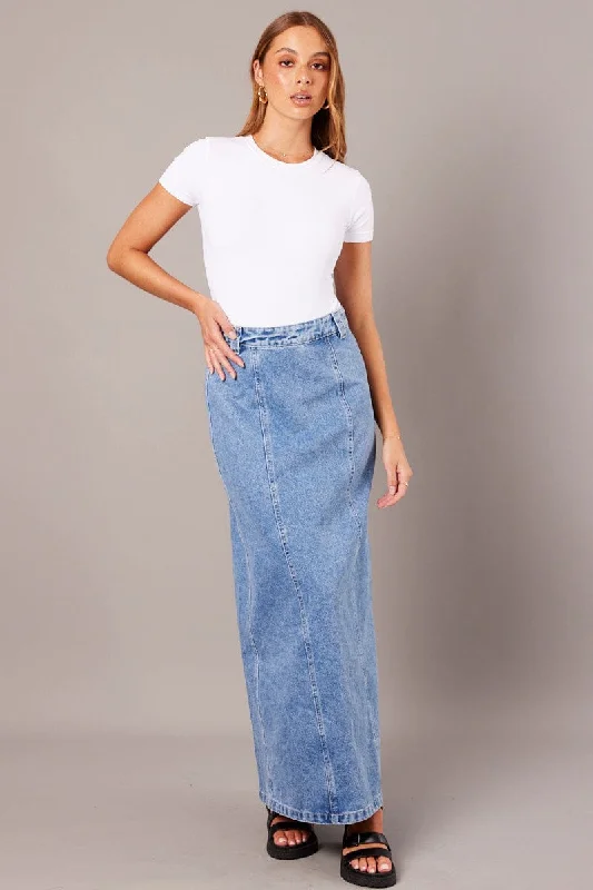 Denim Maxi Skirt High Rise