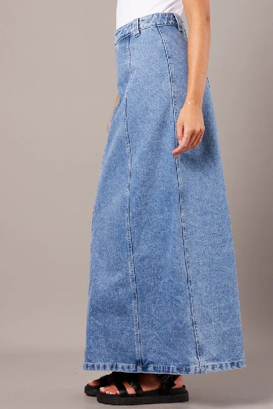 Denim Maxi Skirt High Rise