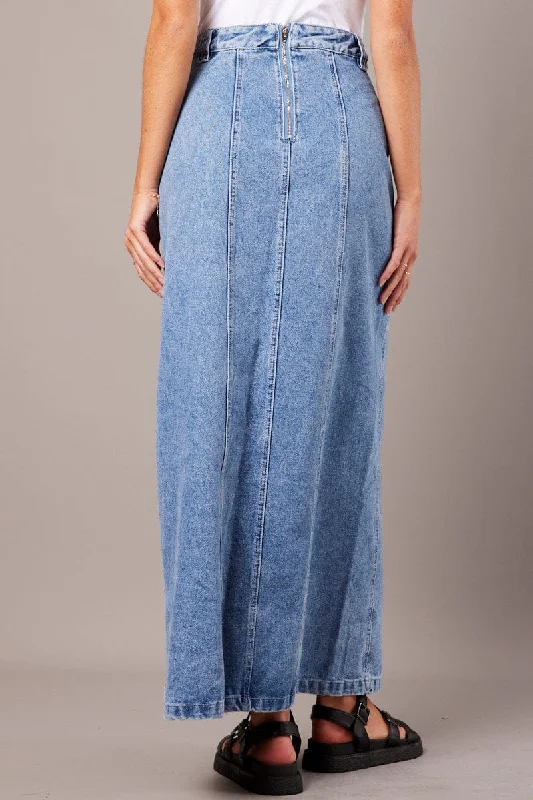 Denim Maxi Skirt High Rise