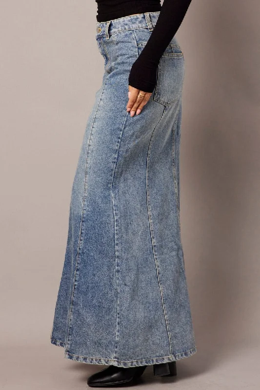 Denim Maxi Skirt High Rise