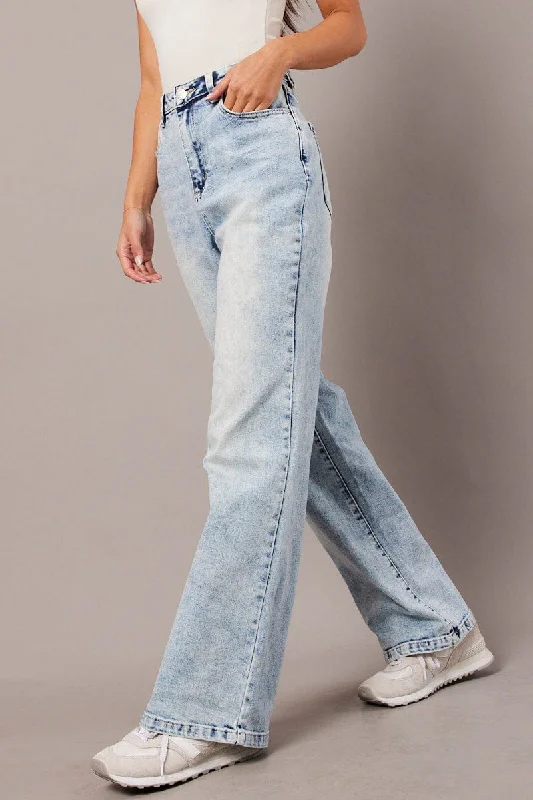 Denim Straight Jean High Rise Acid Wash