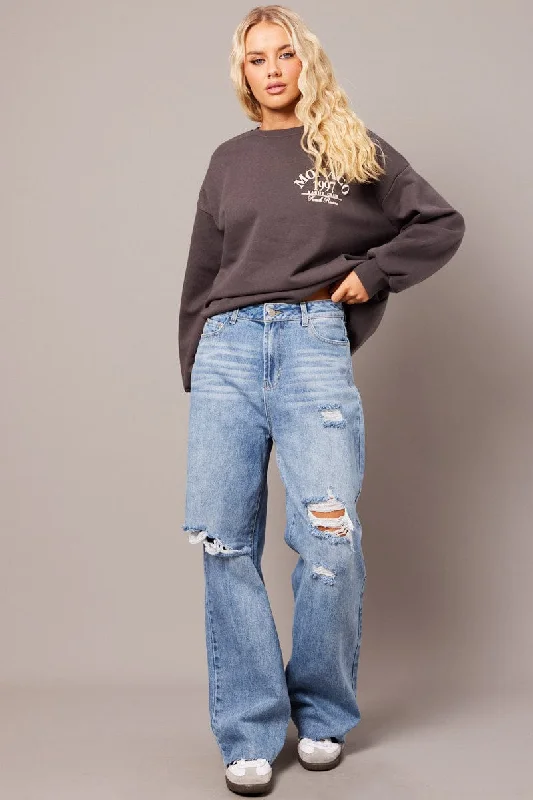 Denim Wide Leg Jean High Rise