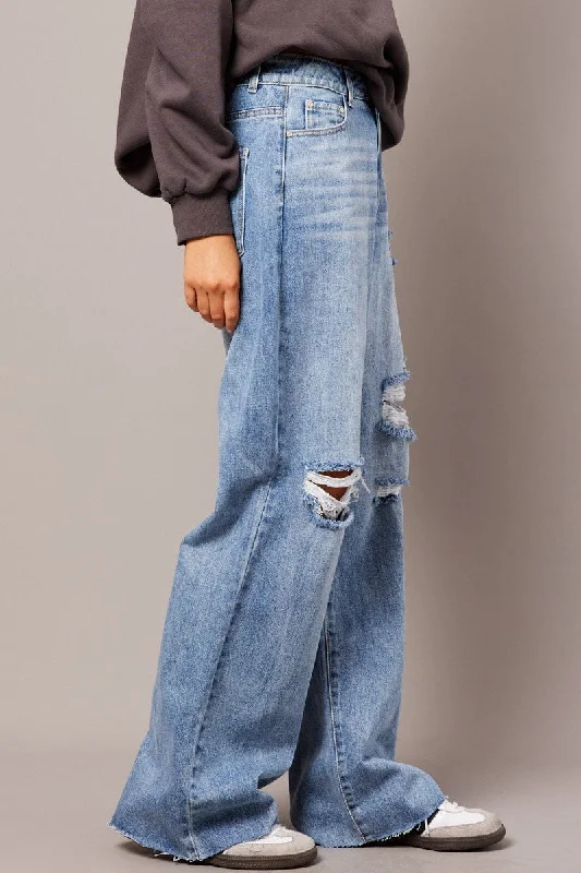 Denim Wide Leg Jean High Rise