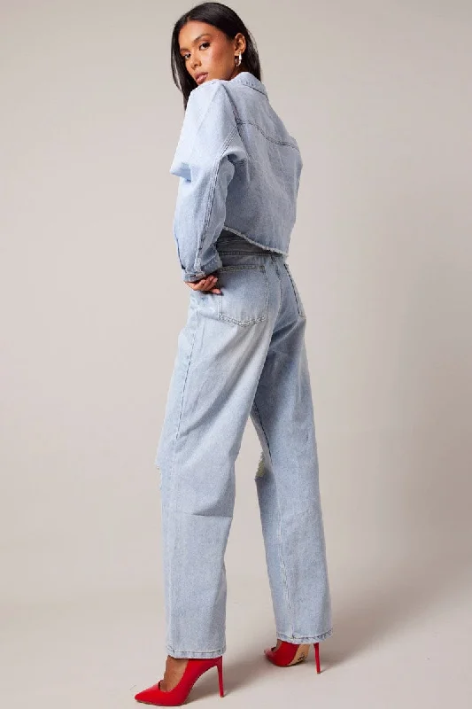 Denim Wide Leg Jean High Rise