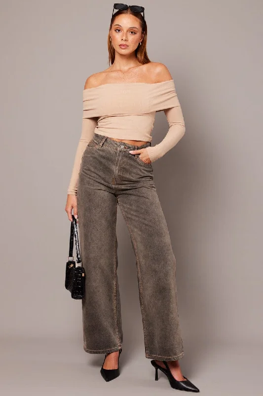 Denim Wide Leg Jean Mid Rise