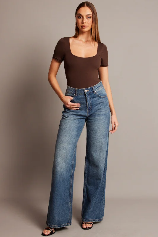 Denim Wide Leg Jean Mid Rise