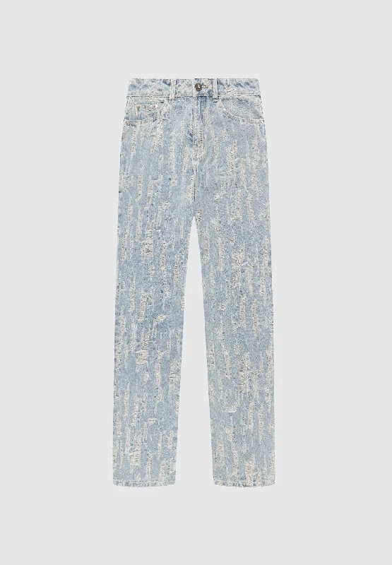 Distressed Boyfriend Jeans - Washed Blue