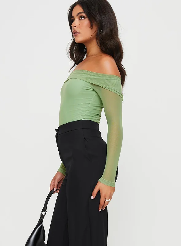 Doza Off The Shoulder Bodysuit Green