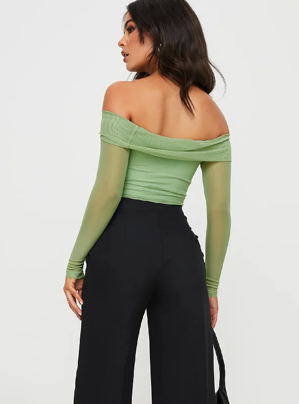 Doza Off The Shoulder Bodysuit Green