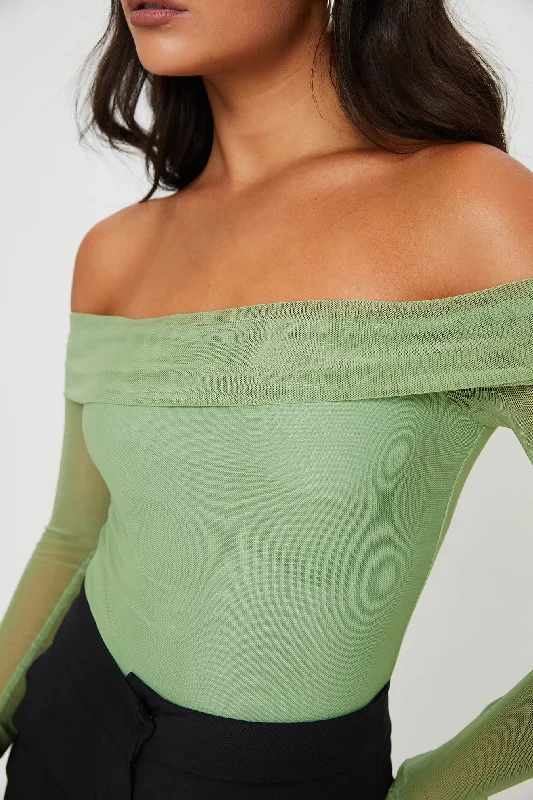 Doza Off The Shoulder Bodysuit Green