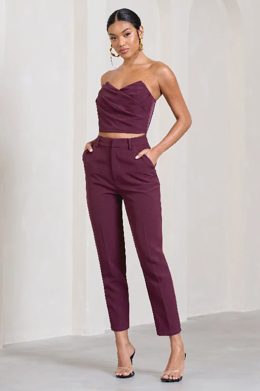 Exclusivity | Burgundy Slim Tailored Cigarette Trousers