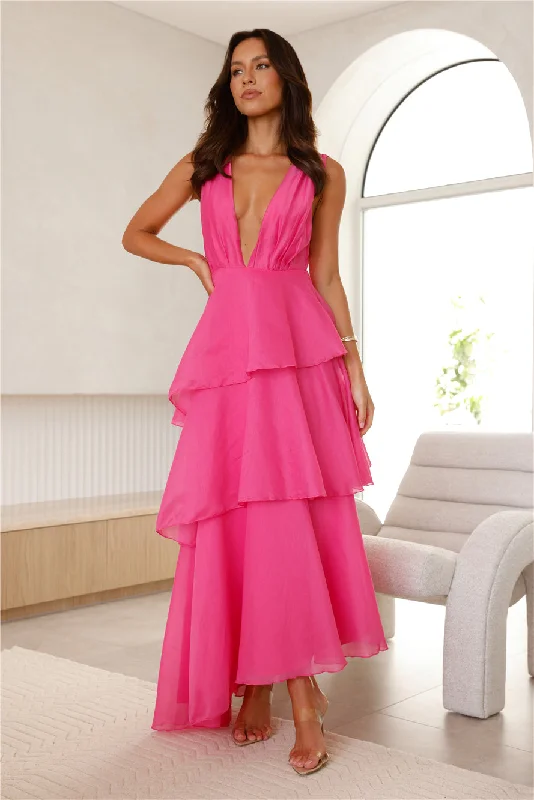 Fashion Zone Maxi Dress Hot Pink