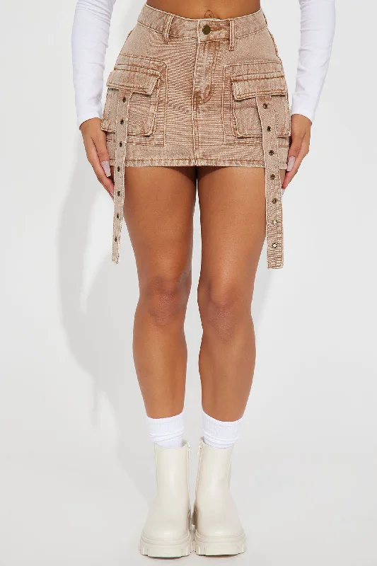 Gone Viral Mineral Washed Micro Mini Skirt - Brown