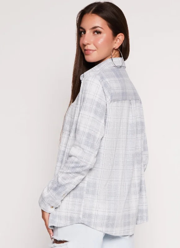 Plaid Button Front Shacket