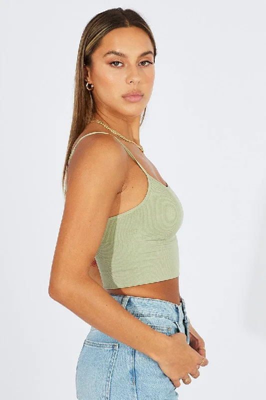 Green Bralette Round Neck Seamless