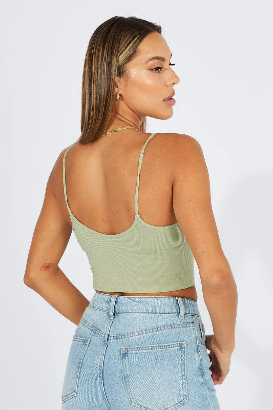 Green Bralette Round Neck Seamless