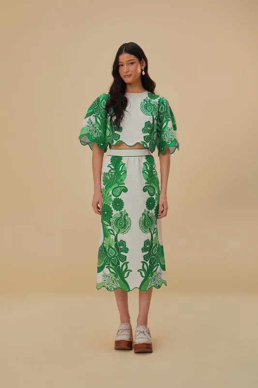 Green Color Festival Euroflax™ Midi Skirt