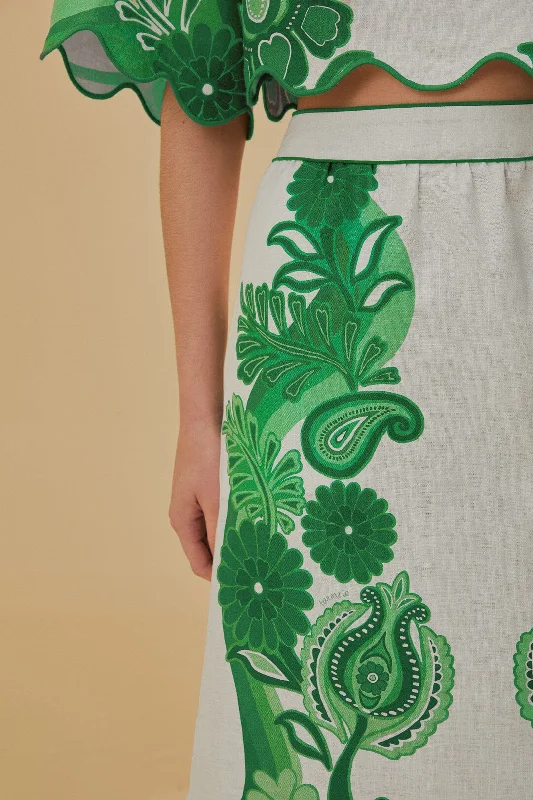 Green Color Festival Euroflax™ Midi Skirt