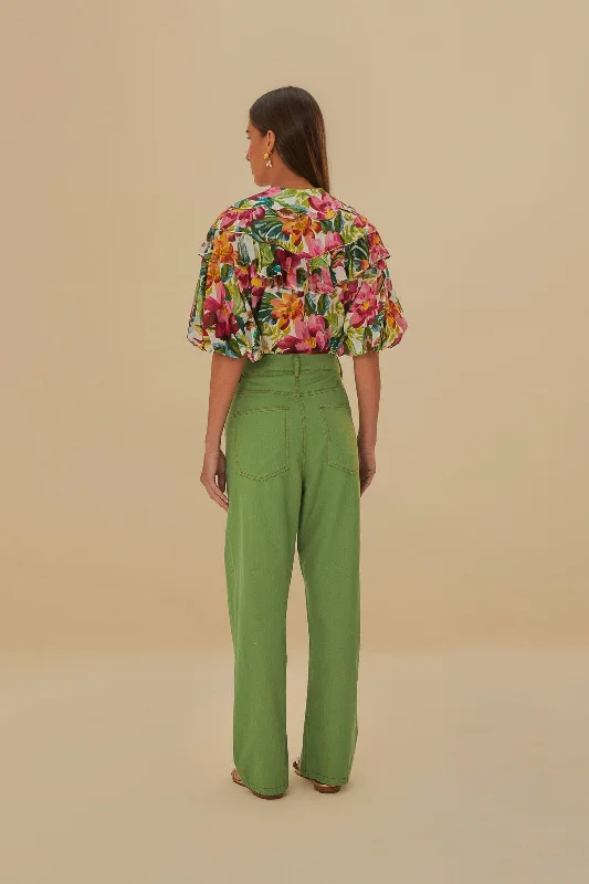 Green Pleat Pants