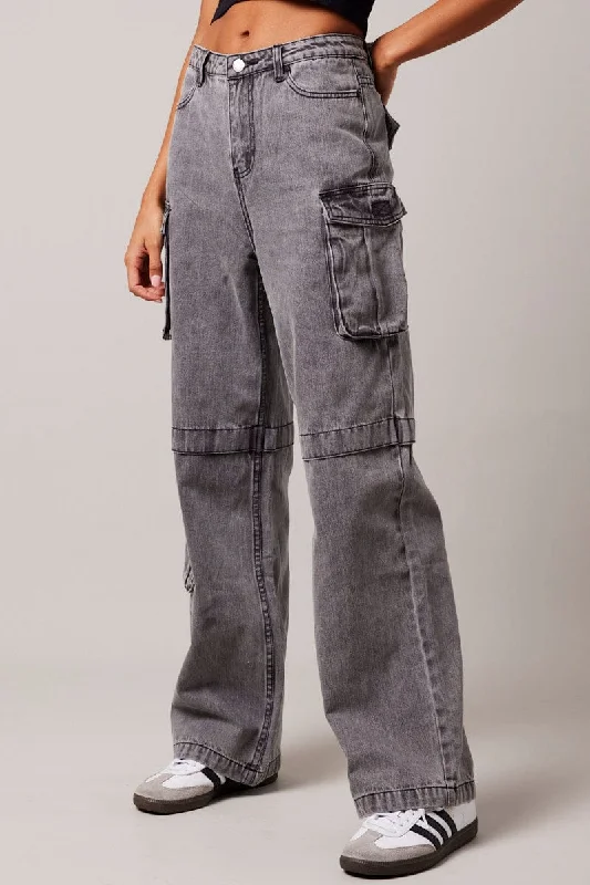 Grey Cargo Jean Out Pocket