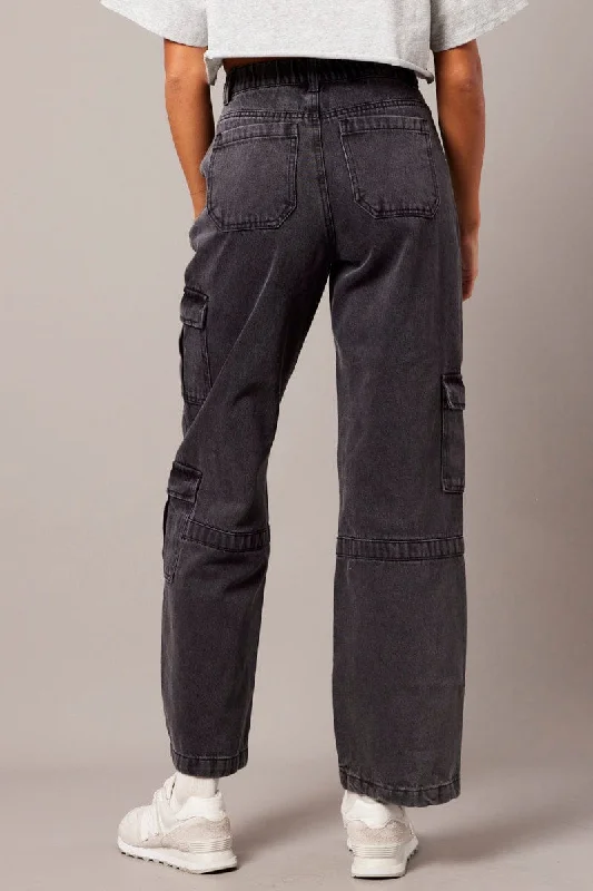 Grey Cargo Jean Wide Leg