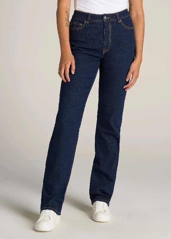 Harper High Rise Straight Stretch Tall Women's Jeans in Ink Blue