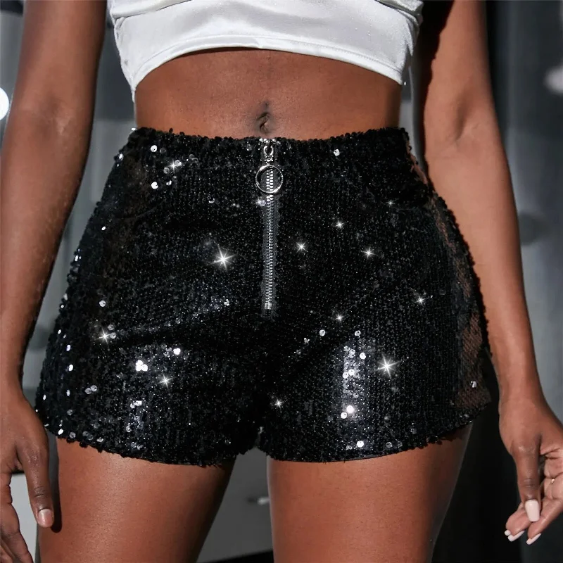 High Waist Sequin Bar Shorts