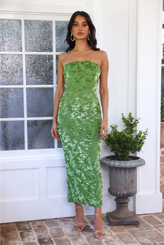 In The Mirror Mesh Midi Dress Green