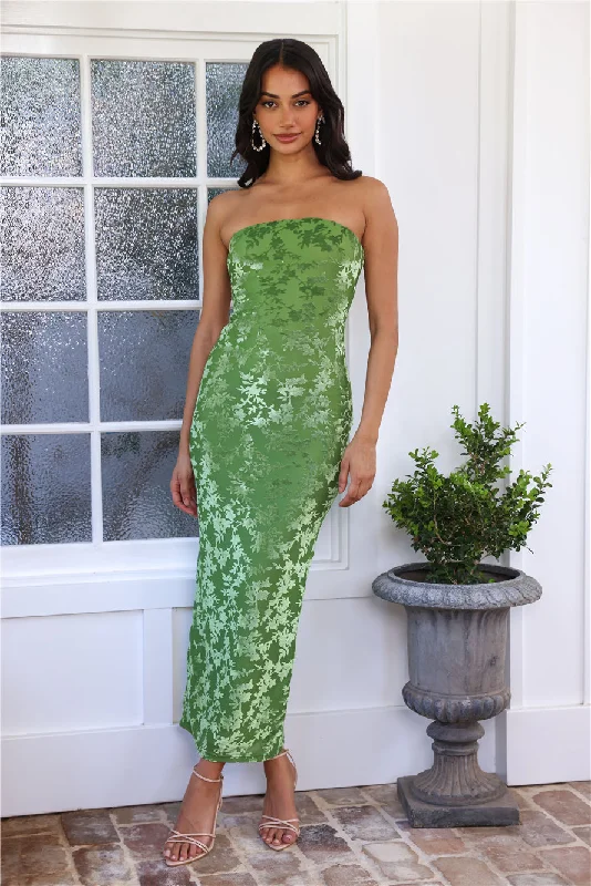 In The Mirror Mesh Midi Dress Green