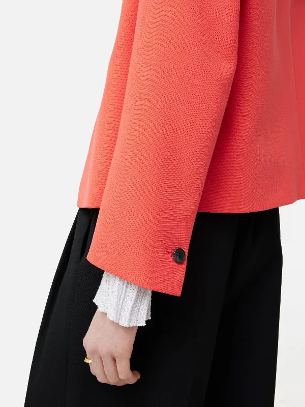 Italian Modern Crepe Short Jacket | Coral