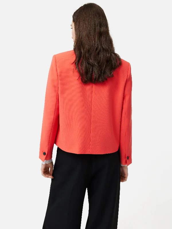 Italian Modern Crepe Short Jacket | Coral