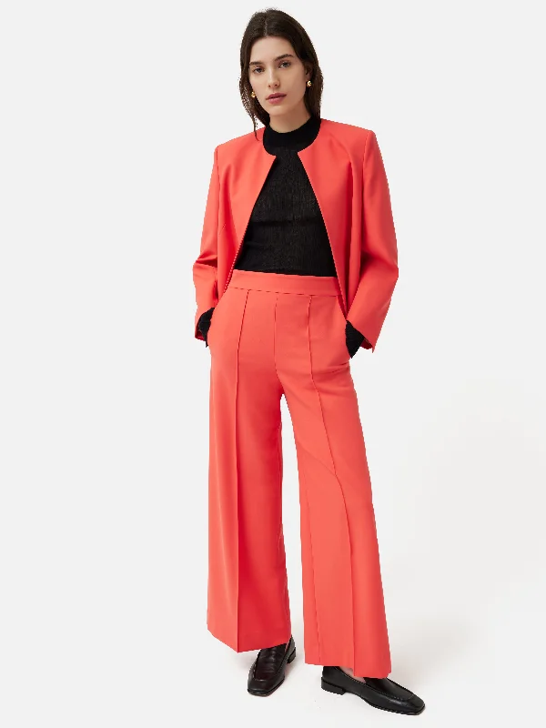 Italian Modern Crepe Short Jacket | Coral