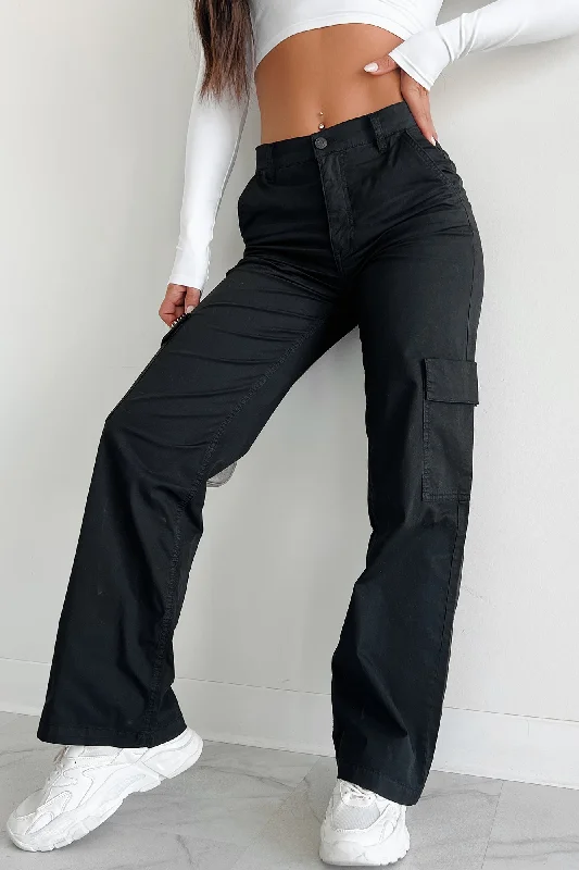 Janae High Rise Eunina Cargo Pants (Washed Black)