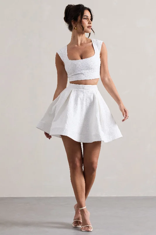 Jardanne | White Lace Skater Mini Skirt