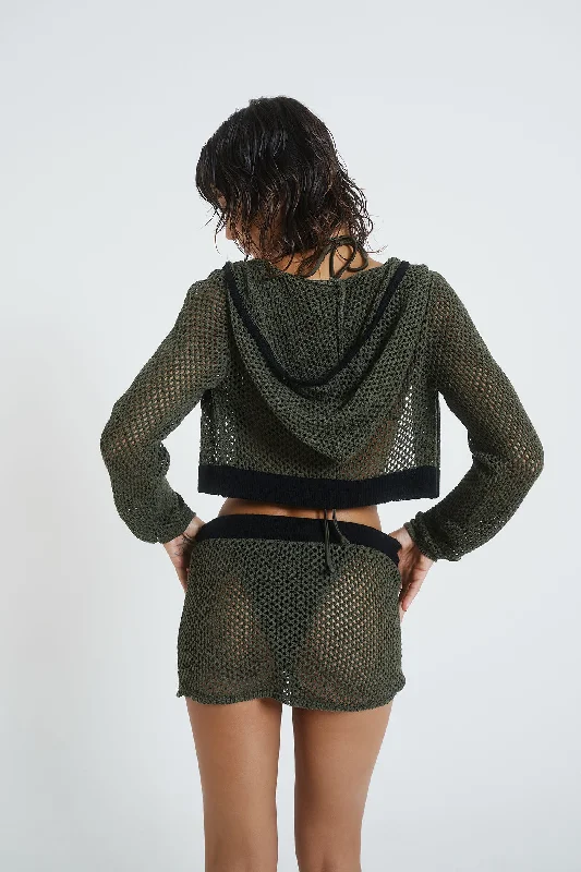 Caldera Khaki Crochet Micro Mini Skirt