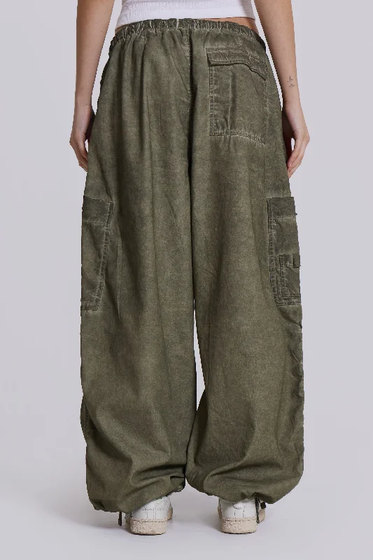 Khaki Oil Wash Parachute Pants