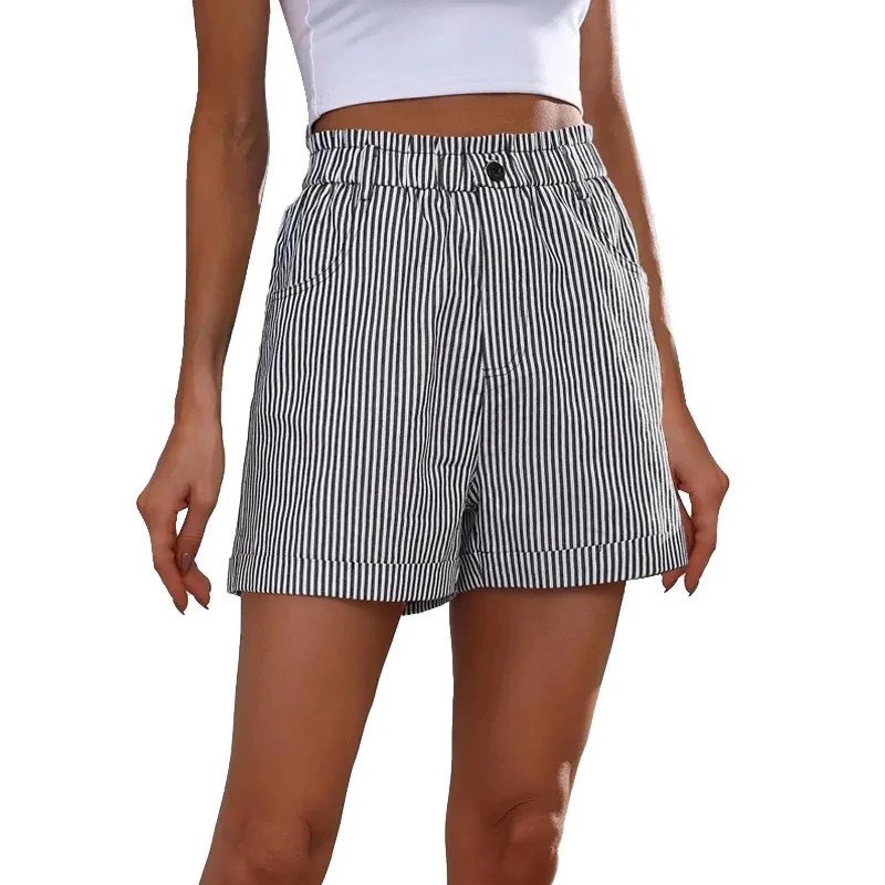 Ladies Ruffled Stripe Shorts