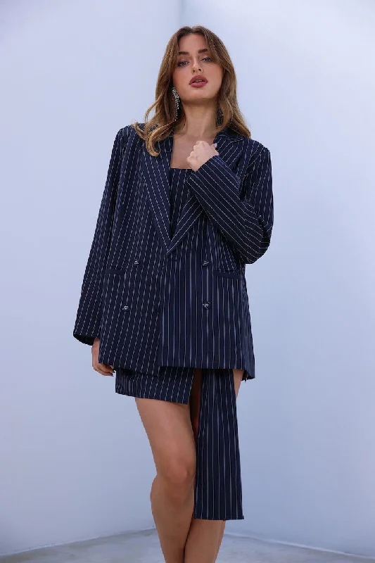 LIONESS Hills Blazer Navy Pinstripe