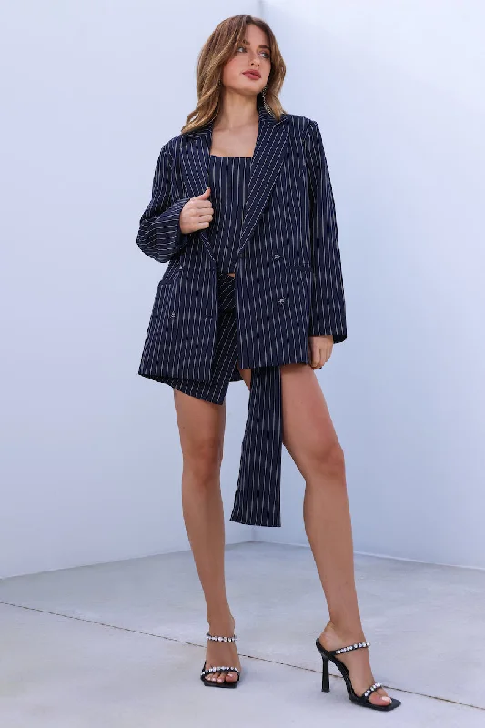 LIONESS Hills Blazer Navy Pinstripe