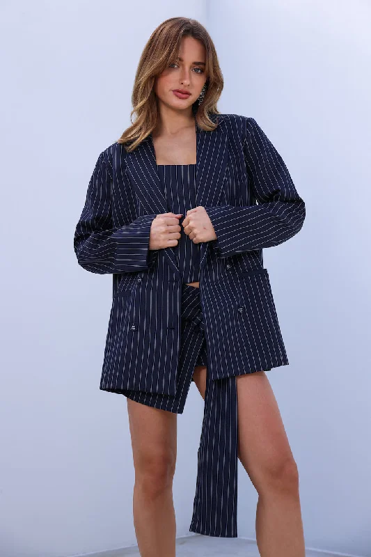 LIONESS Hills Blazer Navy Pinstripe